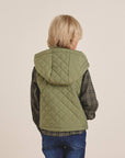 Children’s Green Hooded Guatiné Vest – Diamond Padded