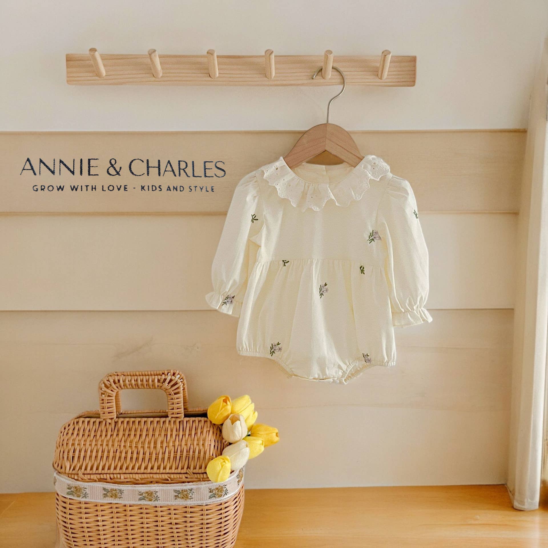 Annie&amp;Charles🌸 Baby Bloomer/ Spring Floral Collar Dress