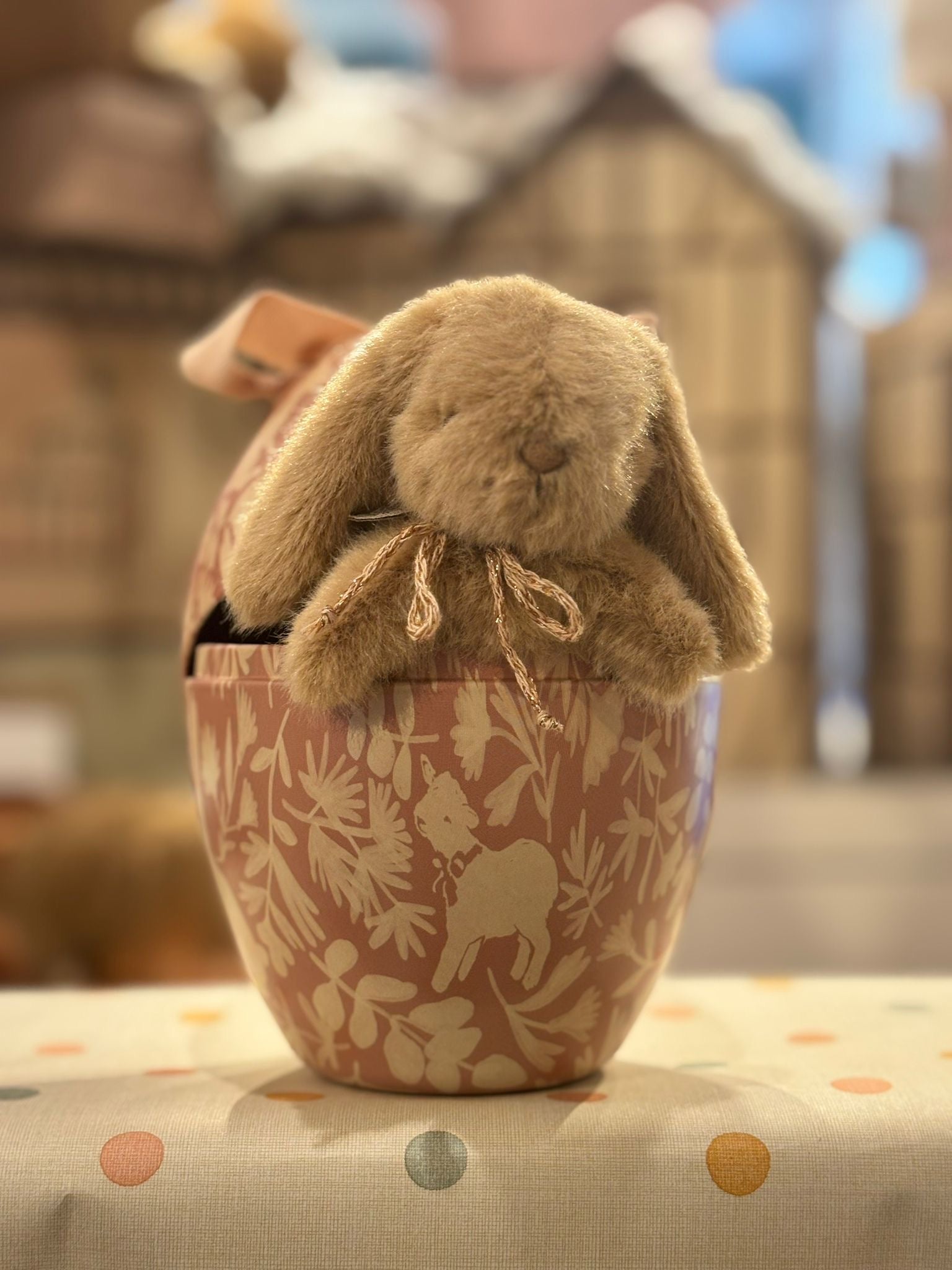 Bunny plush, mini - Cream peach in a cute Easter egg box