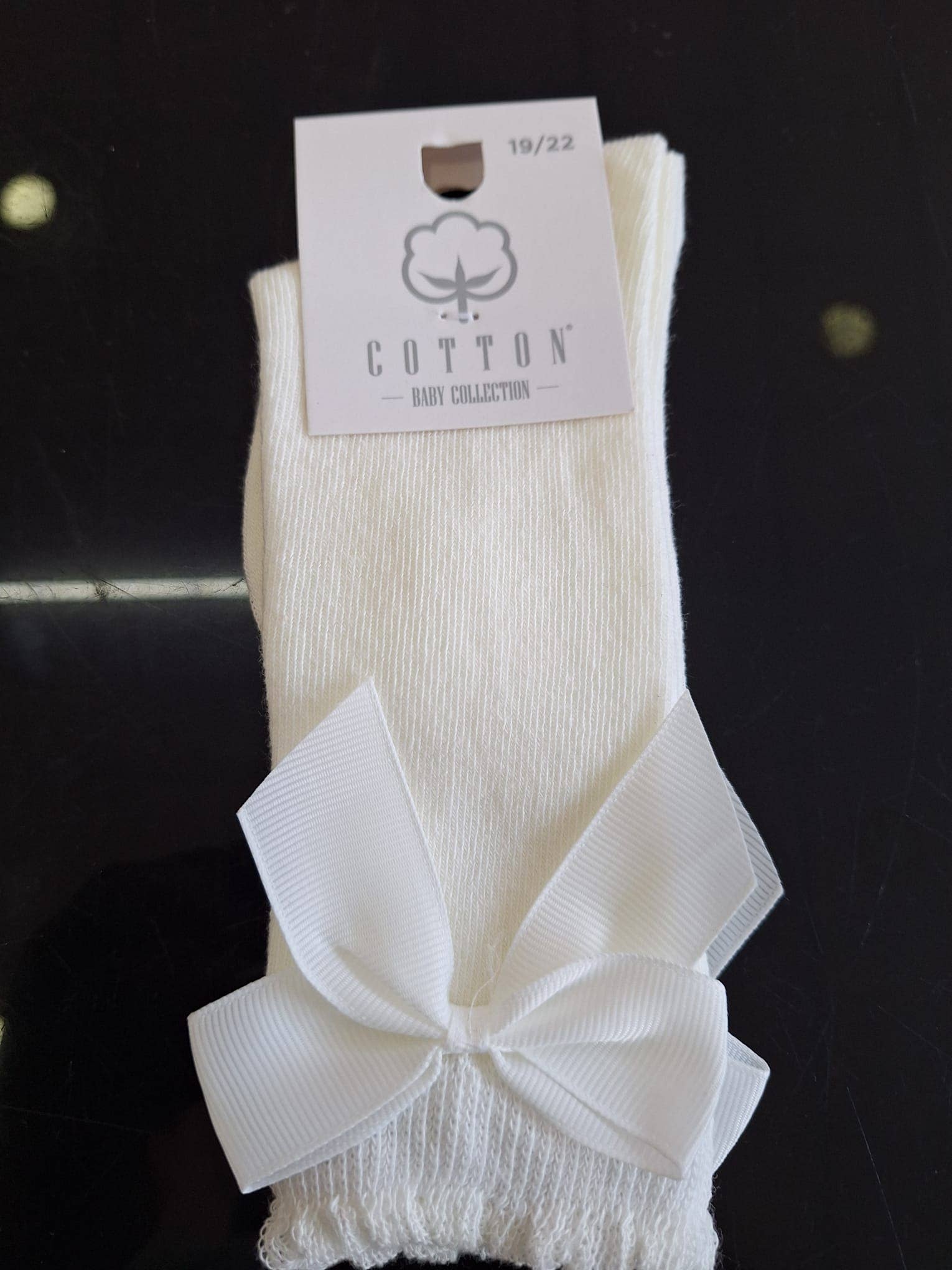 Knee-high socks with bow 100% Cotton: Old rose / 23/26