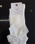 Knee-high socks with bow 100% Cotton: Pearl / 19/22