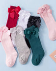Knee-high socks with bow 100% Cotton: Old rose / 23/26