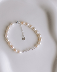 “It's Pearl Time” Mama 18k Gold-Plated Pearl Bracelet: Sterling silver