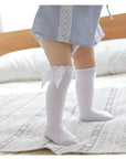 Knee-high socks with bow 100% Cotton: Old rose / 19/22