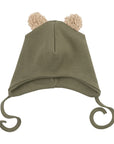 HAT WITH PLUSH TEDDY EARS 2X1 RIB – GOTS – AW25 TEA LEAF/ SAVANNAH
