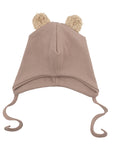 HAT WITH PLUSH TEDDY EARS 2X1 RIB – GOTS – AW25  OLD PINK / SAVANNAH