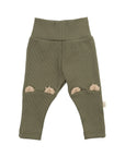 LEGGINGS WITH PLUSH TEDDY EARS 2X1 RIB – GOTS – Tea Leaf - Savannah
