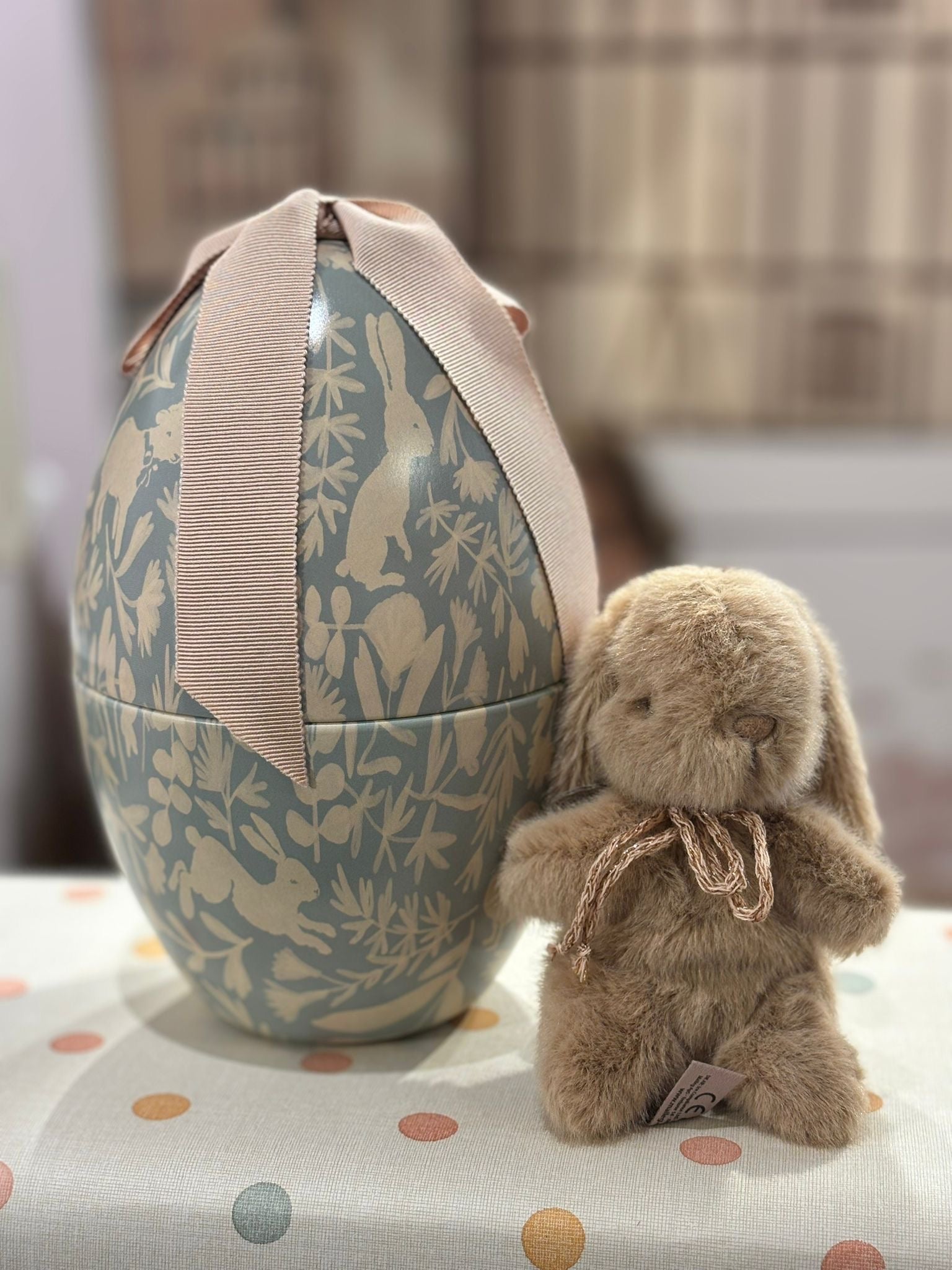 Bunny plush, mini - Cream peach in a cute Easter egg box