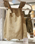 Plain shortie in linen with cotton and straps with ruffle- Organic Snug