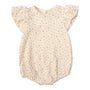 Muslin Romper with Wings – Organic Cotton - Ecru with Blue Flowers