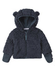 Dirkje boys jacket steel blue hooded teddy