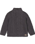 Dirkje boys cardigan grey knitted buttons high collar