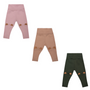 Wooly Organic - Leggings with Teddy Ears- Dusty Pink - Light Taupe - Kombu Green