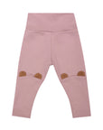 Wooly Organic - Leggings with Teddy Ears- Dusty Pink - Light Taupe - Kombu Green