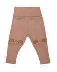 Wooly Organic - Leggings with Teddy Ears- Dusty Pink - Light Taupe - Kombu Green