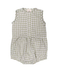 ROMPER SLATE GREEN OR OCEAN GINGHAM