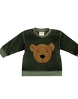 Wooly Organic - VELOUR SWEATER WITH TERRY TEDDY - BABY Green