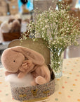 Sleeping bunny plush, Small - Powder Pink