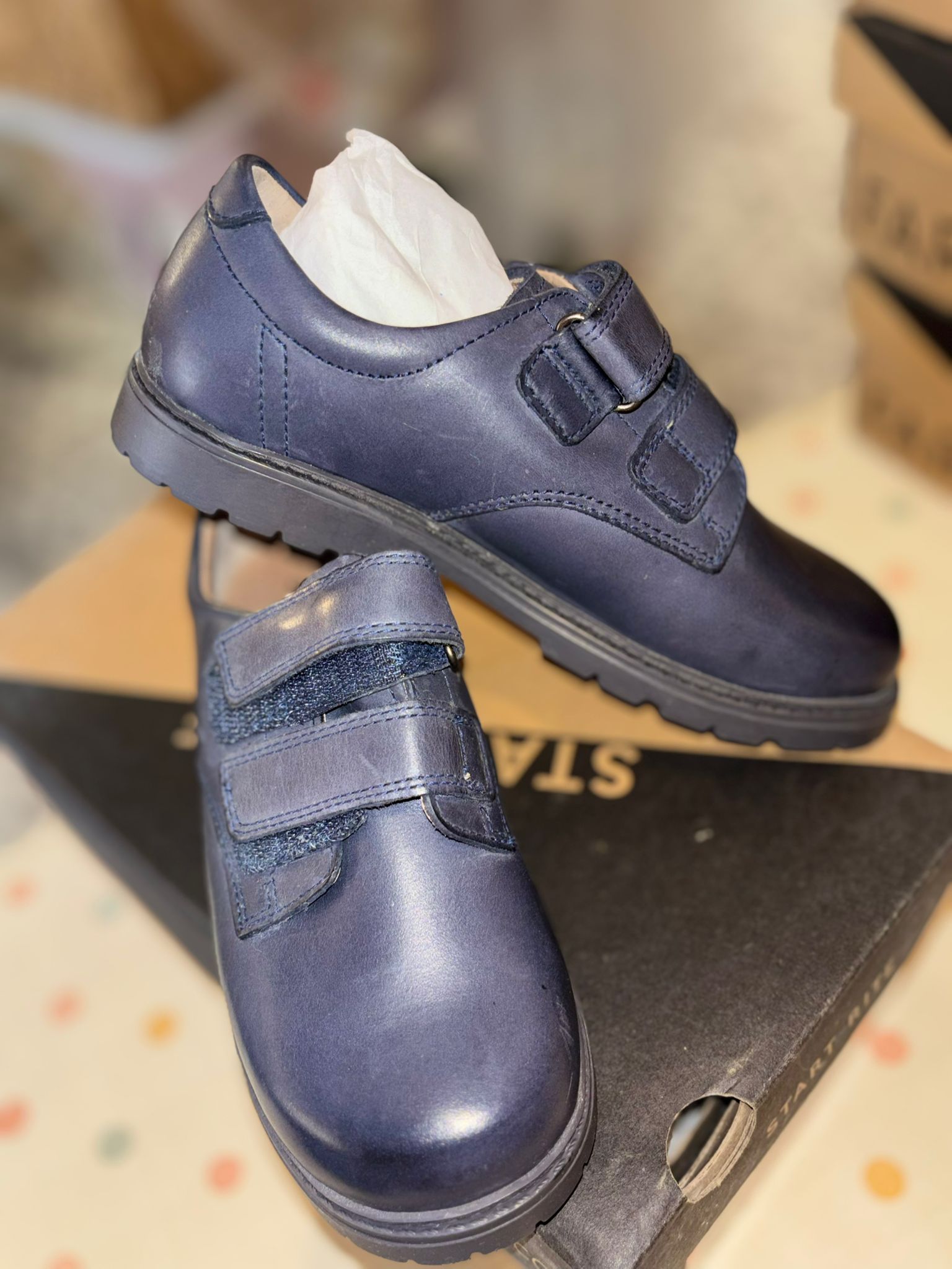 Start-rite shoes - LUCKY Black leather boys rip-tape pre-school shoes