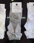 Knee-high socks with bow 100% Cotton: Pearl / 19/22