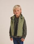 Children’s Green Hooded Guatiné Vest – Diamond Padded