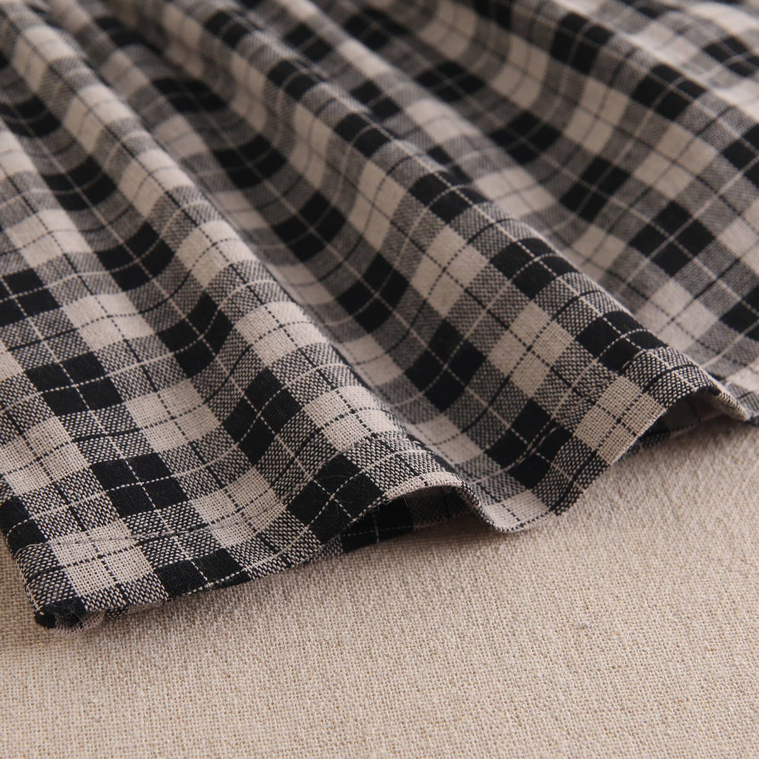 Girl Long-Sleeve Plaid Dress – Tan Beige &amp; Black