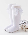 Knee-high socks with bow 100% Cotton: Pearl / 19/22