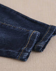 Long distressed denim pants for babies with elastic: 9 Months