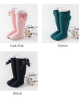 Knee-high socks with bow 100% Cotton: Old rose / 19/22