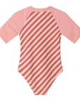 Striped Zipper Swimsuit Bloom & Blush - Girls