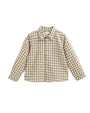 Boy's Gingham Shirt in Green and Beige