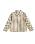 Boy's Gingham Shirt in Green and Beige