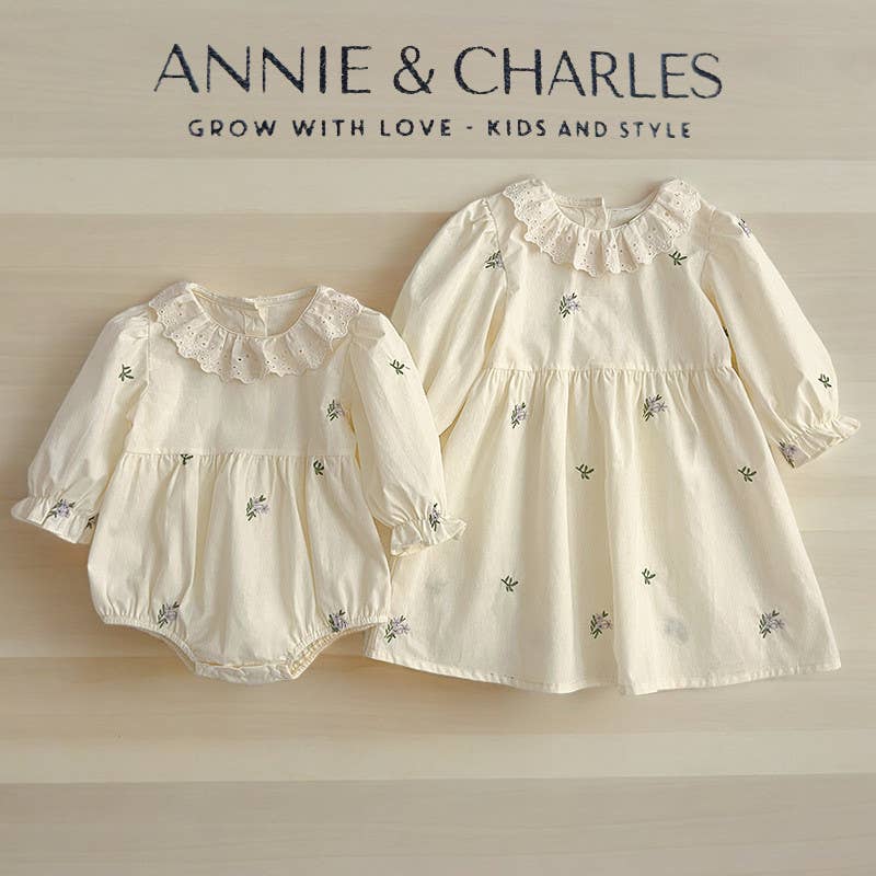 Annie&amp;Charles🌸 Baby Bloomer/ Spring Floral Collar Dress