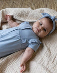 Girls baby bodysuit with hairband light blue