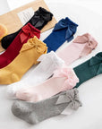 Knee-high socks with bow 100% Cotton: Pearl / 23/26