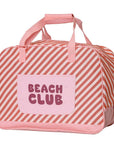 Monnëka Large Beach Bag with Mesh – Stripes Bloom Blus