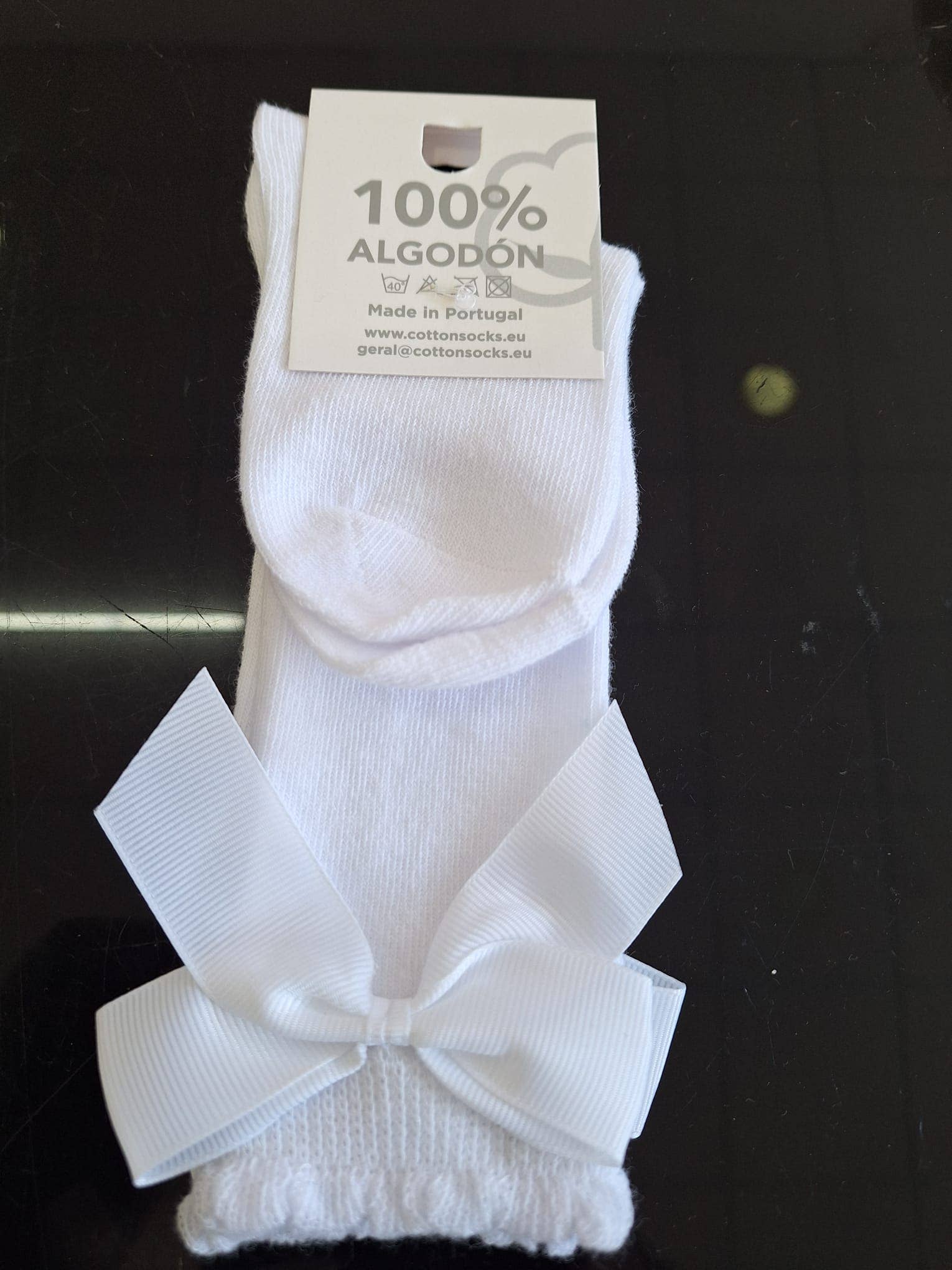 Knee-high socks with bow 100% Cotton: Old rose / 23/26