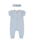 Girls baby bodysuit with hairband light blue