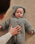 Dirkje boys' baby teddy snowsuit soft blue hood