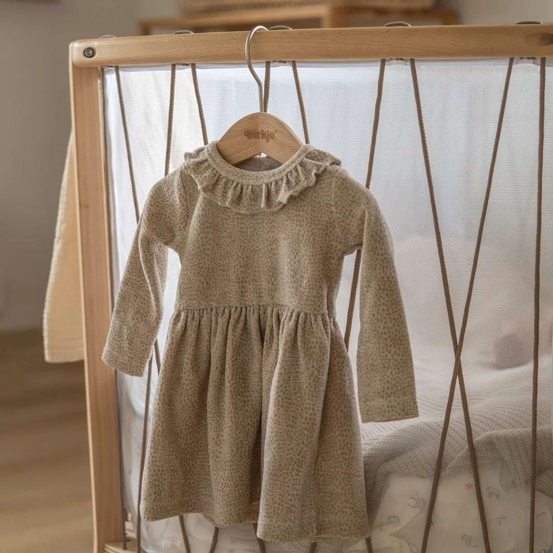 Dirkje girls&#39; set dress leggings beige off-white polka dot