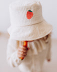 Embroidered Terry Fisherman White Hat / Strawberry - GOTS - SS26