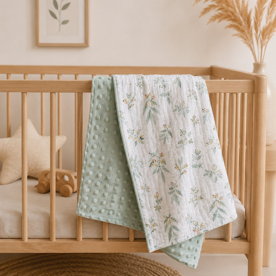Muslin Baby Blanket - Botanical Print 🌿