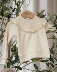 Dirkje girls' sweater off-white embroidery