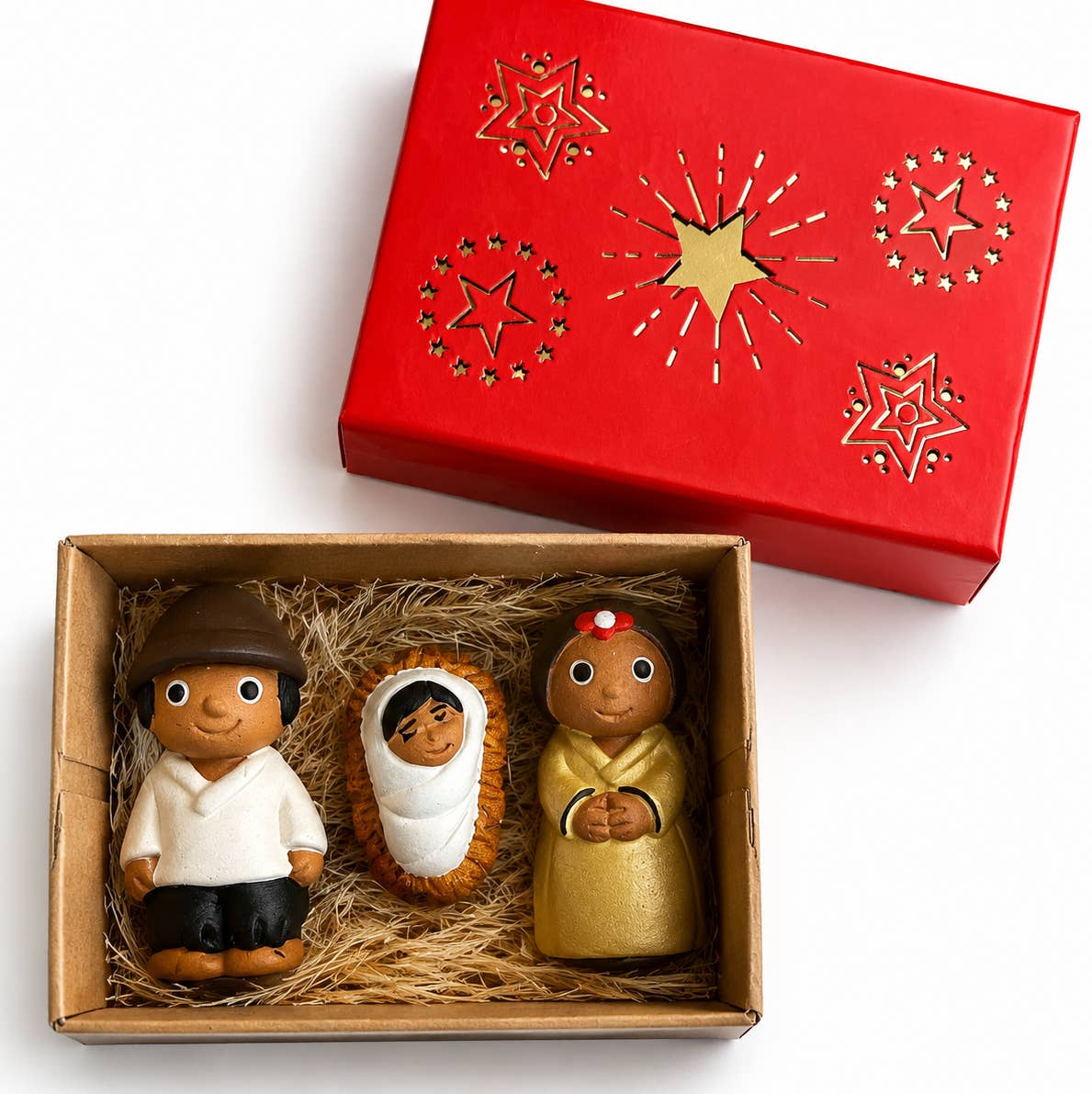 Handamade Christmas Fair Trade Navity Scene - Red Little Box