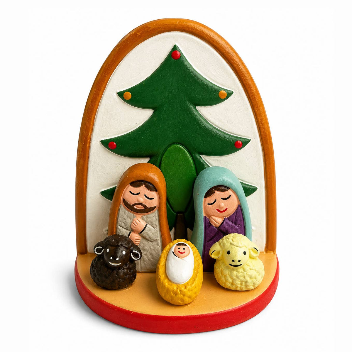 Handamade Christmas Fair Trade Navity Scene - Tree With White Back