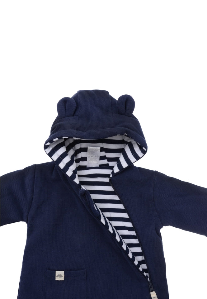 Winter Baby Overall with Hood – Navy Blue