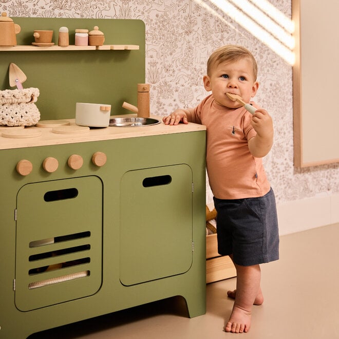 Dirkje boys shorts steel blue linen