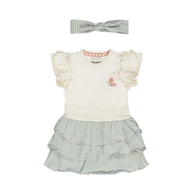 Dirkje girls dress hairband blue white seersucker
