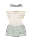 Dirkje girls dress hairband blue white seersucker
