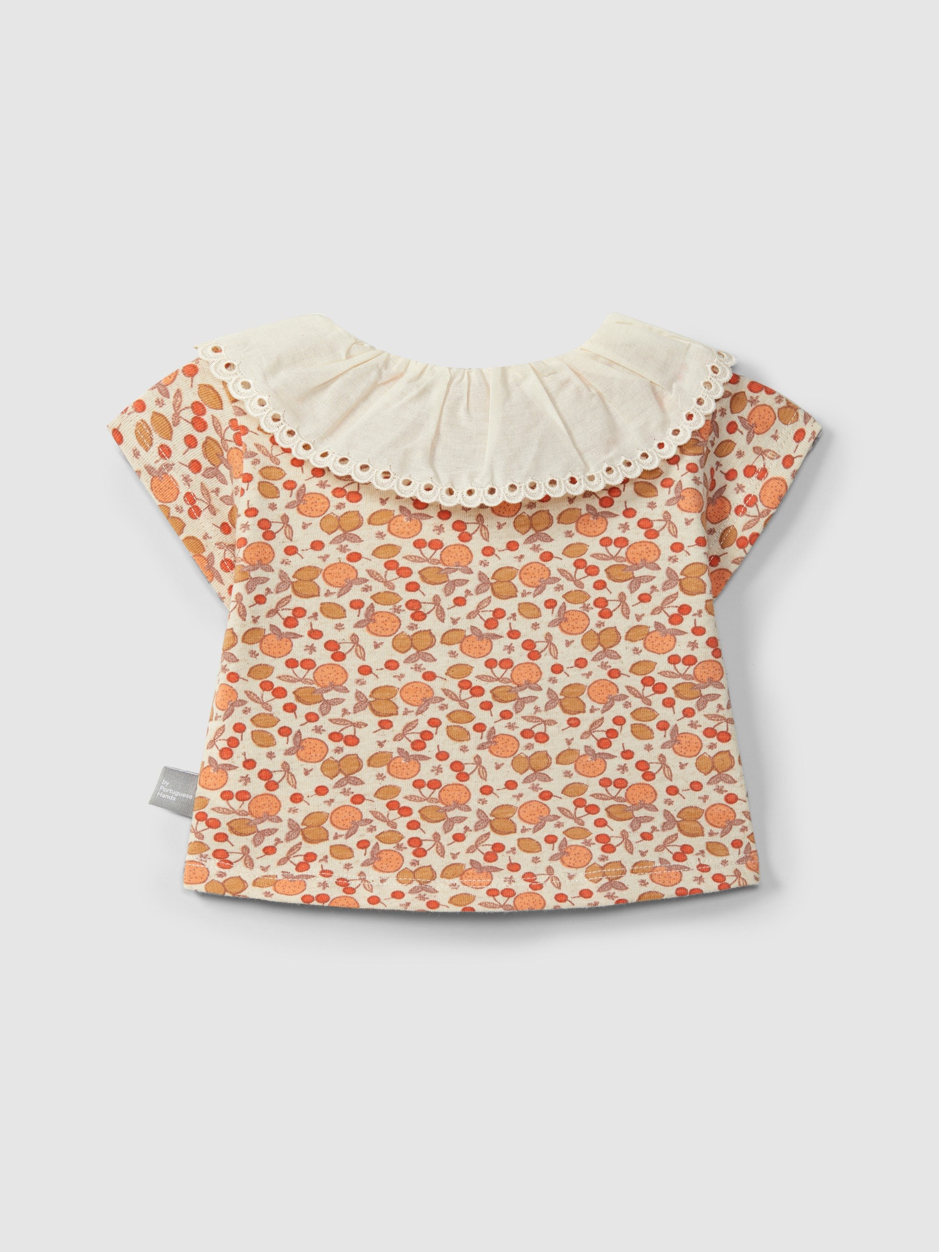 T-shirt in printed jersey with embroidered detail